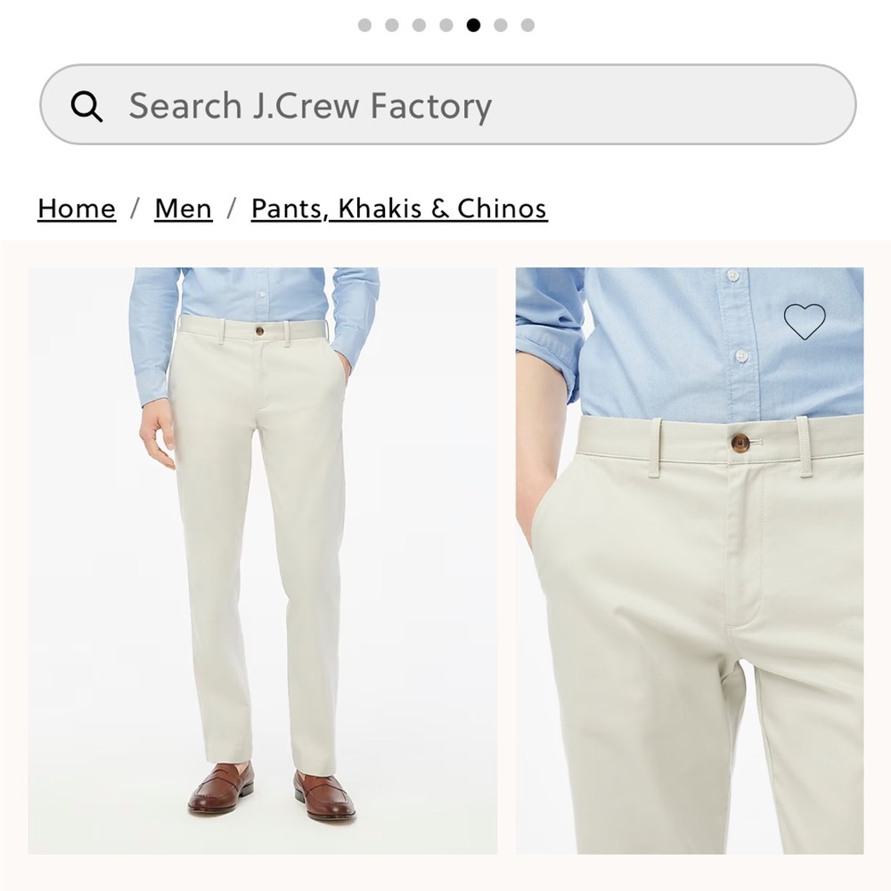 J. Crew Factory Men's White Straight-fit flex Chinos